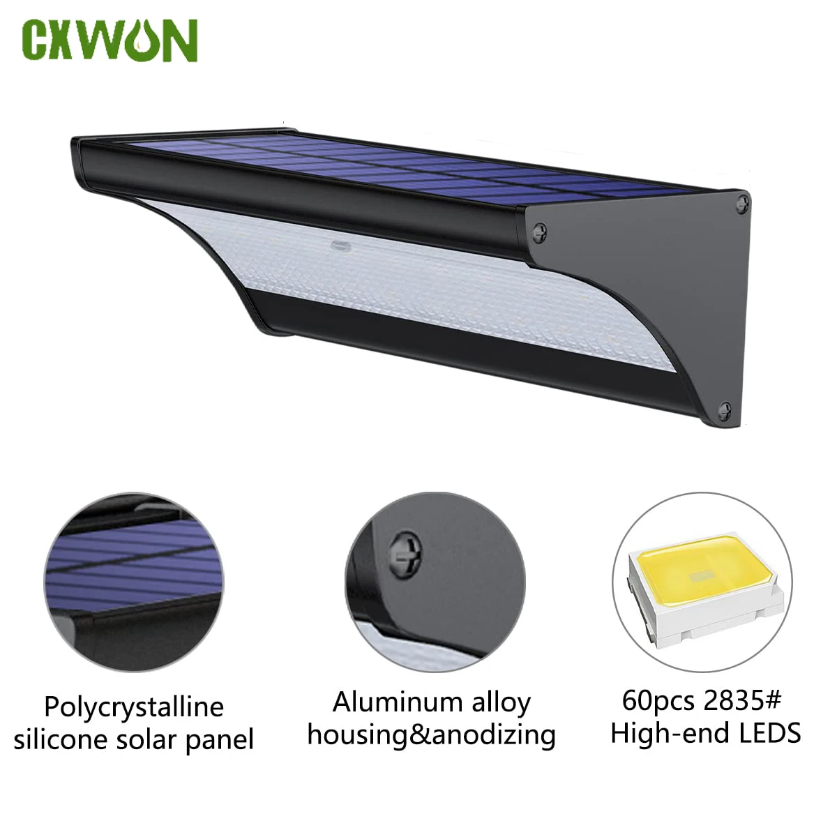 Solar Wall Sconce - 60/48 светодиодный уличный солнечный настенный светильник,