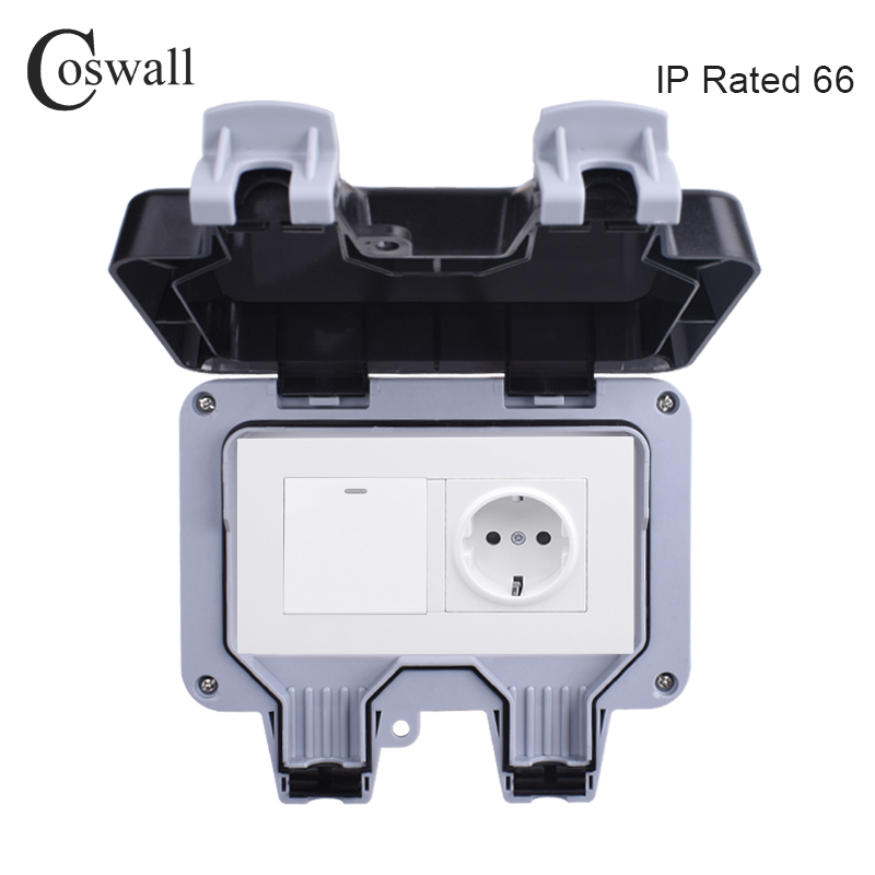Outdoor Lighting Switch - Уличная настенная розетка Coswall IP66, водонепроницаемая,