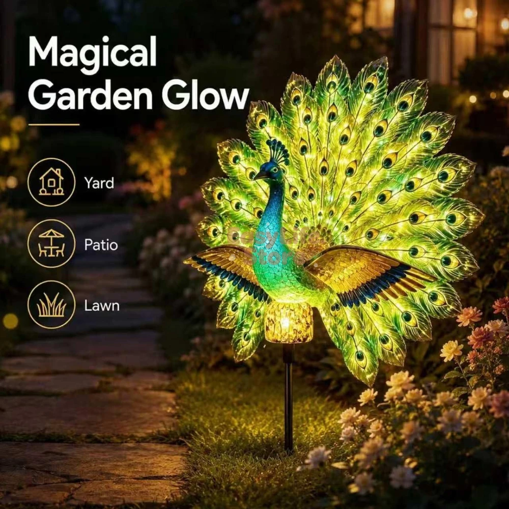 Outdoor Lighting Company - Солнечная садовая скульптура в виде павлина,