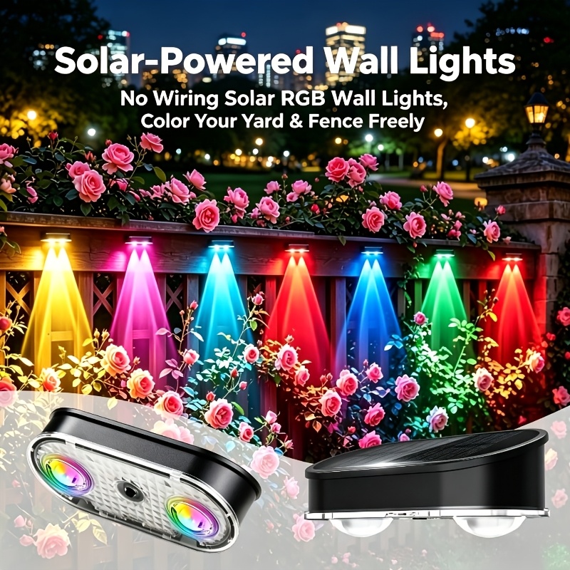 Solar Wall Sconce - Солнечный светильник RGB для забора IP44,