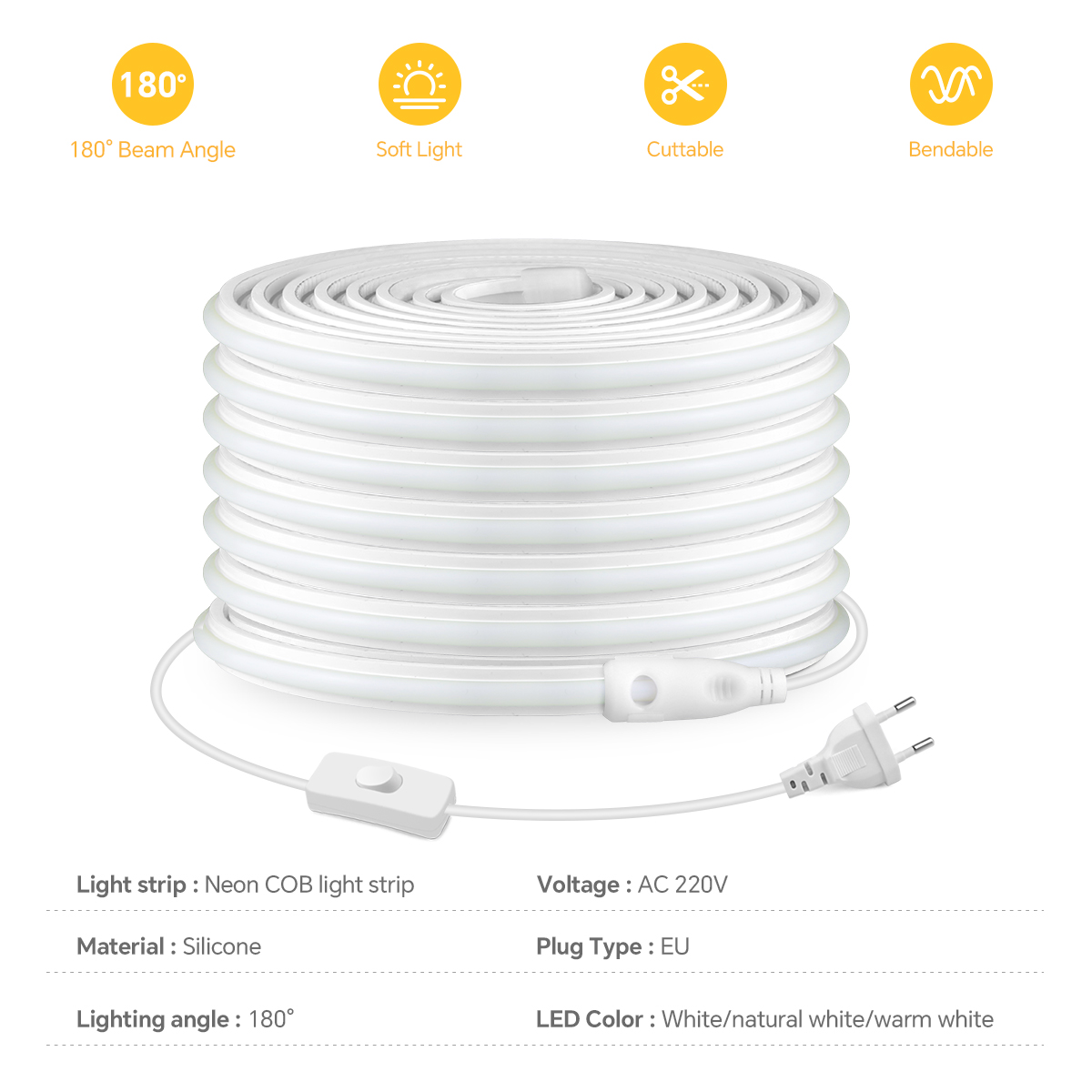 220 В COB Светодиодная лента в – обзор и цена Outdoor Lighting Switch